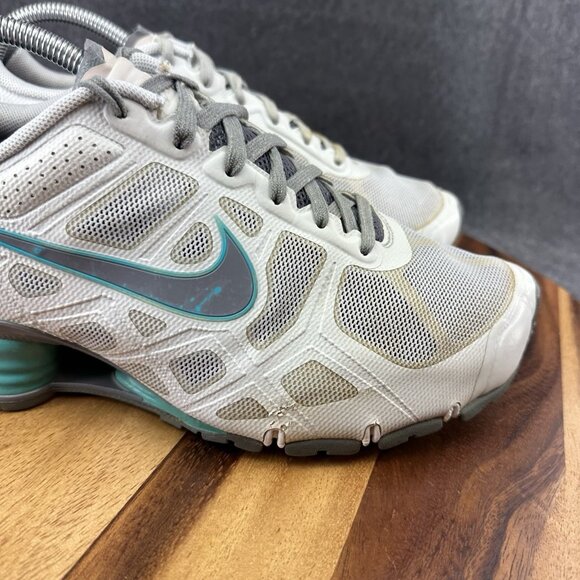 Nike Women’s 11 Shox Turbo 12 style 454165-014 Platinum Grey Turquoise Gray - Picture 4 of 11